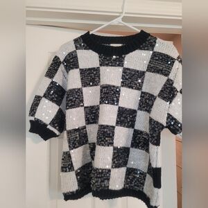 Checkered Sequin BIBI top